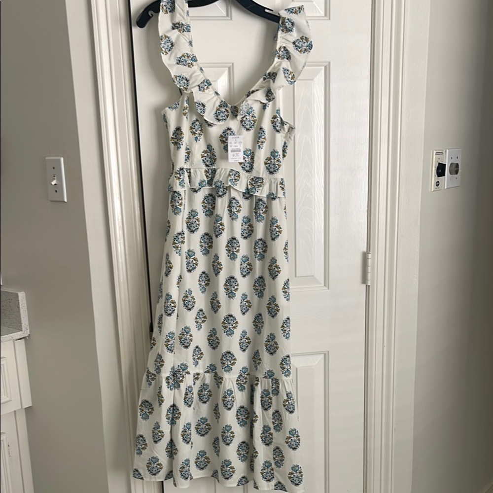 J Crew ivory print Sleeveless Sundress
